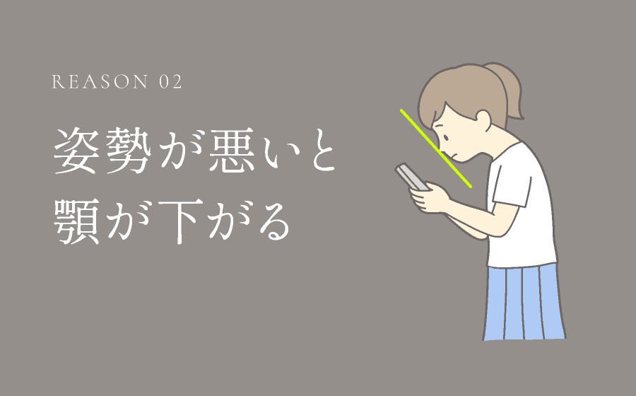 姿勢が悪いと顎が下がる